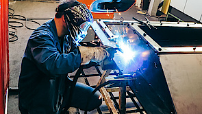 Welding work on the replica of a slip ring motor 