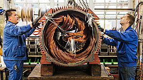 View into the winding of an electric motor