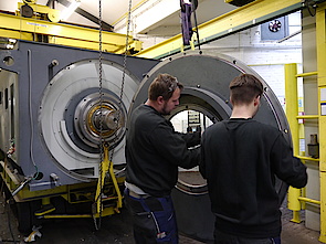 Cement plant motor during assembly