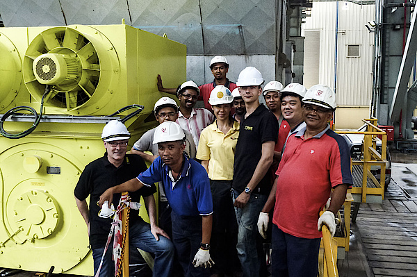 Commissioning of a 11 kV squirrel cage motor in Malaysia - onsite team