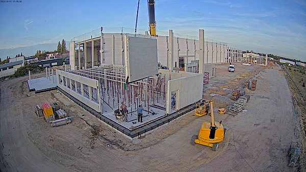walls for the office building are being placed