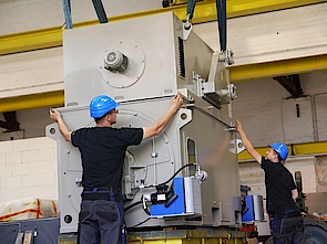 Medium-voltage motor ready for shipment to Italy 