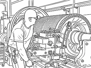 Illustration of a rotor on a lathe Illustration of a rotor on a lathe