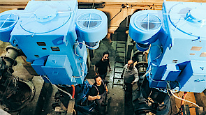 Menzel team commissioning large pump motors