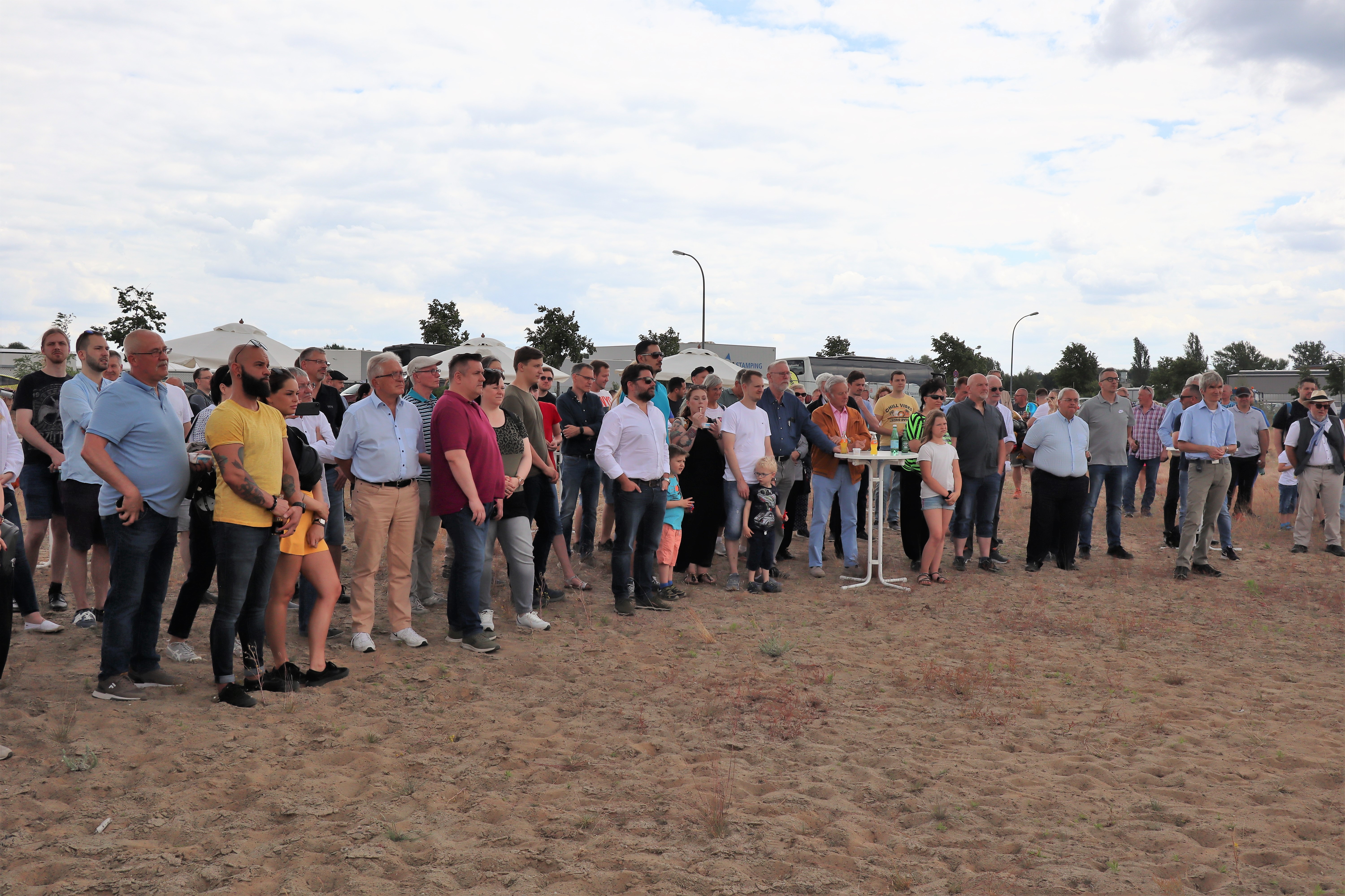 Employees at the laying of the foundation stone