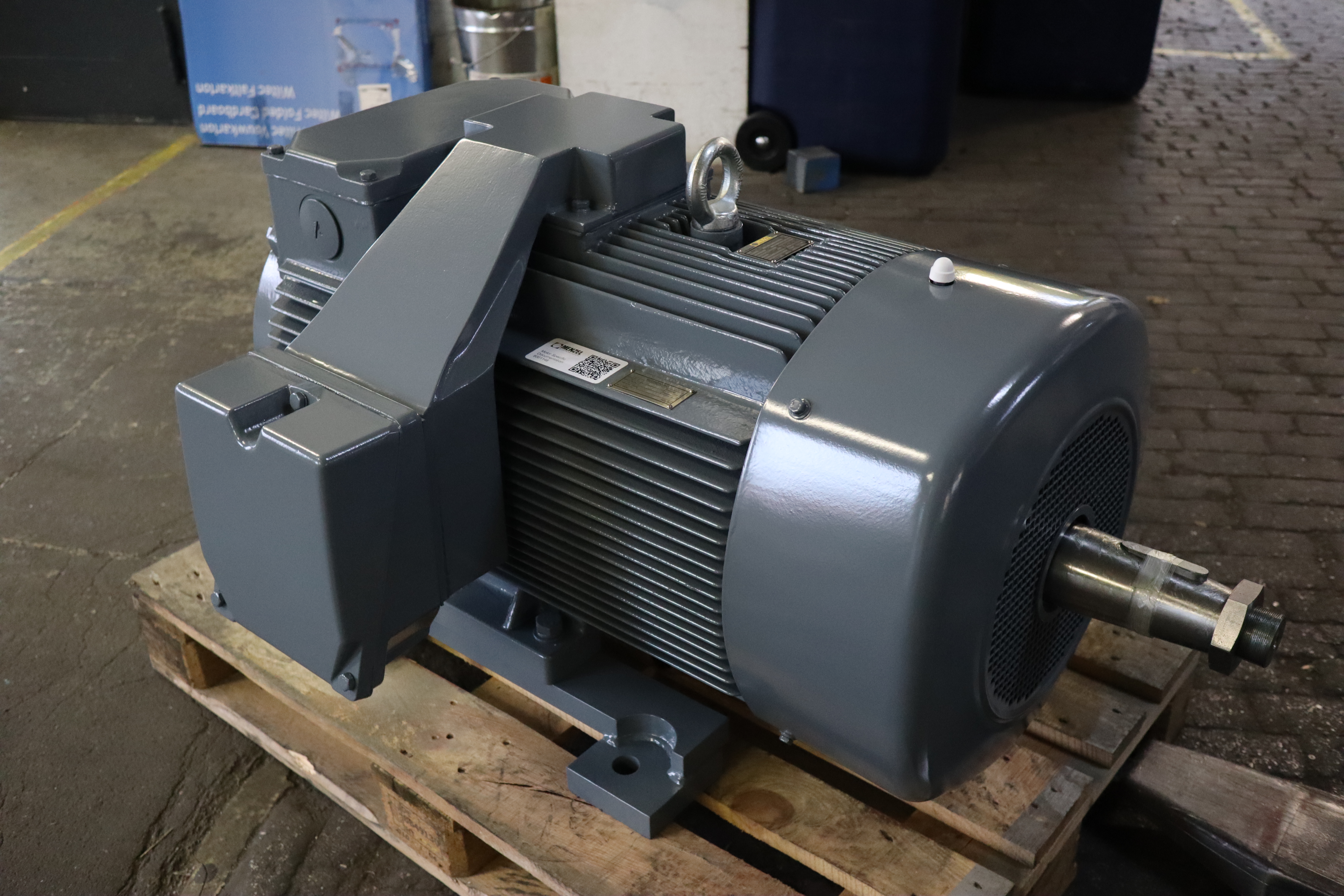 Custom MEBSGR crane motors ready for shipment to Chile