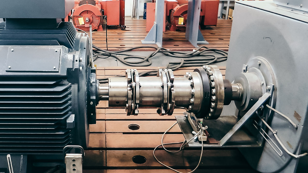 Electric motor clutch shaft at test facility Berlin