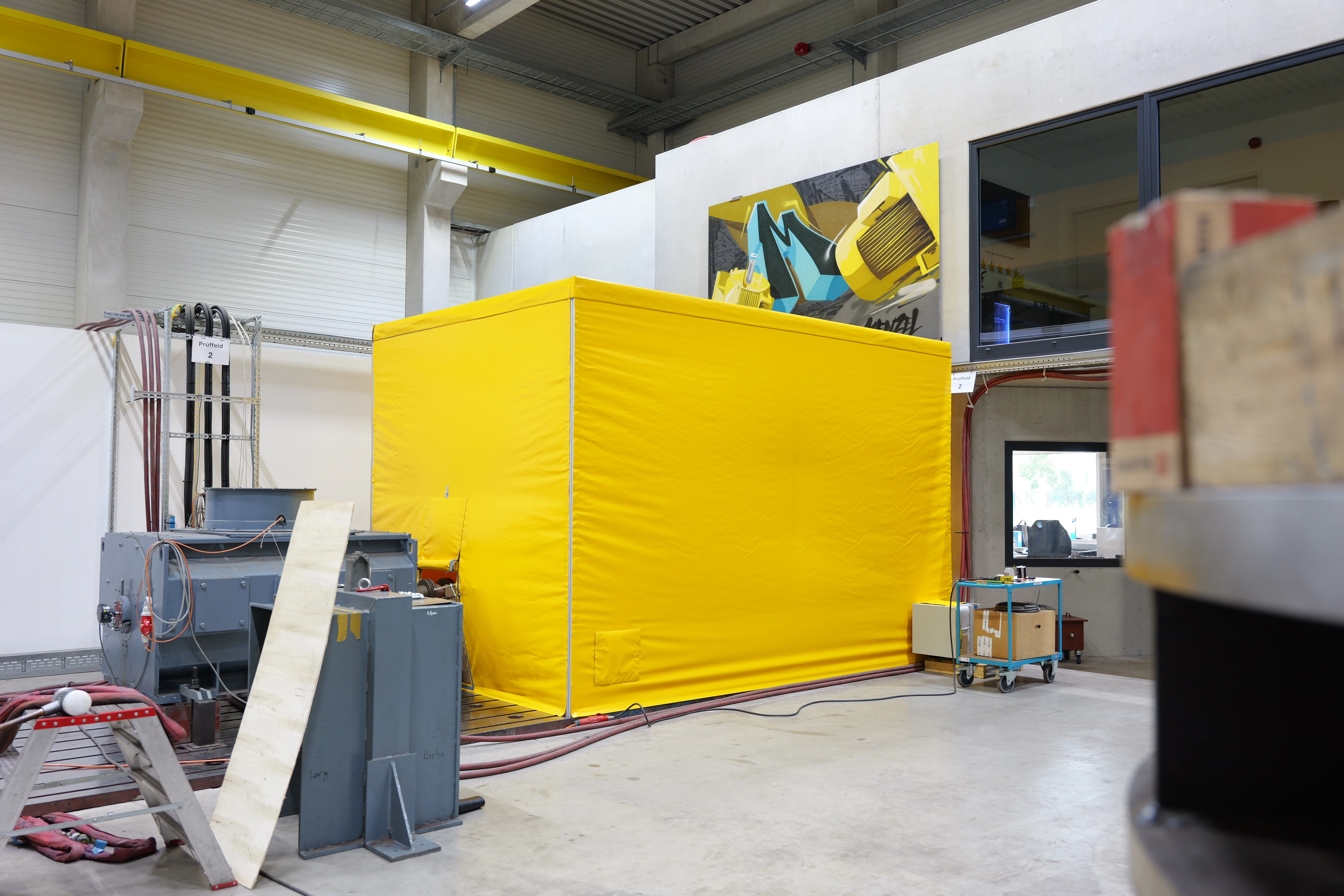 Large electric motor under high temperature test conditions