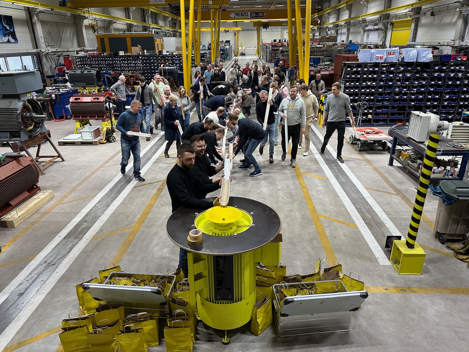 Teamwork in action shortly before the finishline